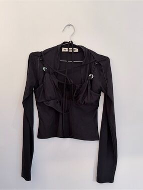 Ottolinger Black Long-Sleeve Tie Top